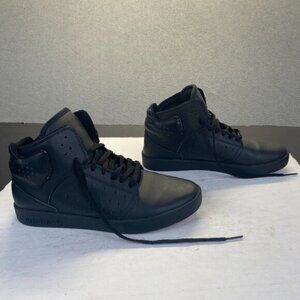 Supra Big‎ Kids Black Leather Lace Up Hi-Top,Size 5,Youth